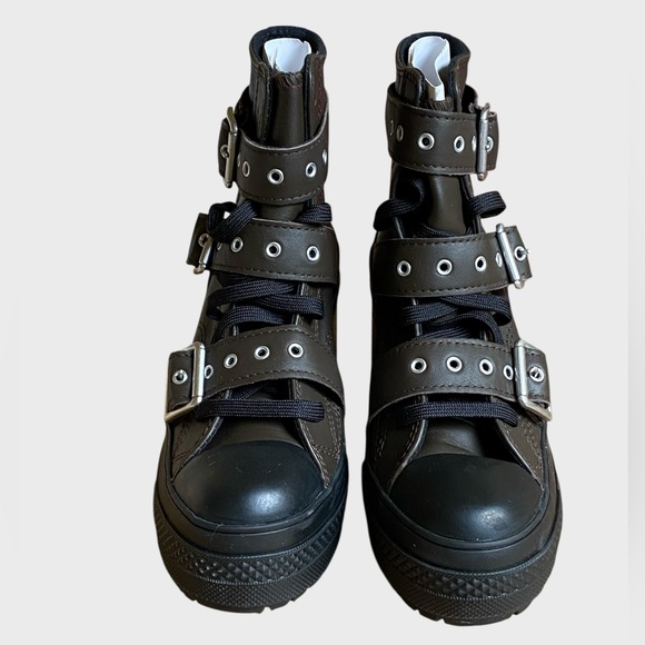 NWB Converse Chuck 70 De Luxe Heel Leather & Buckles Boots Women's Sz 5.5 Brown - Picture 4 of 16